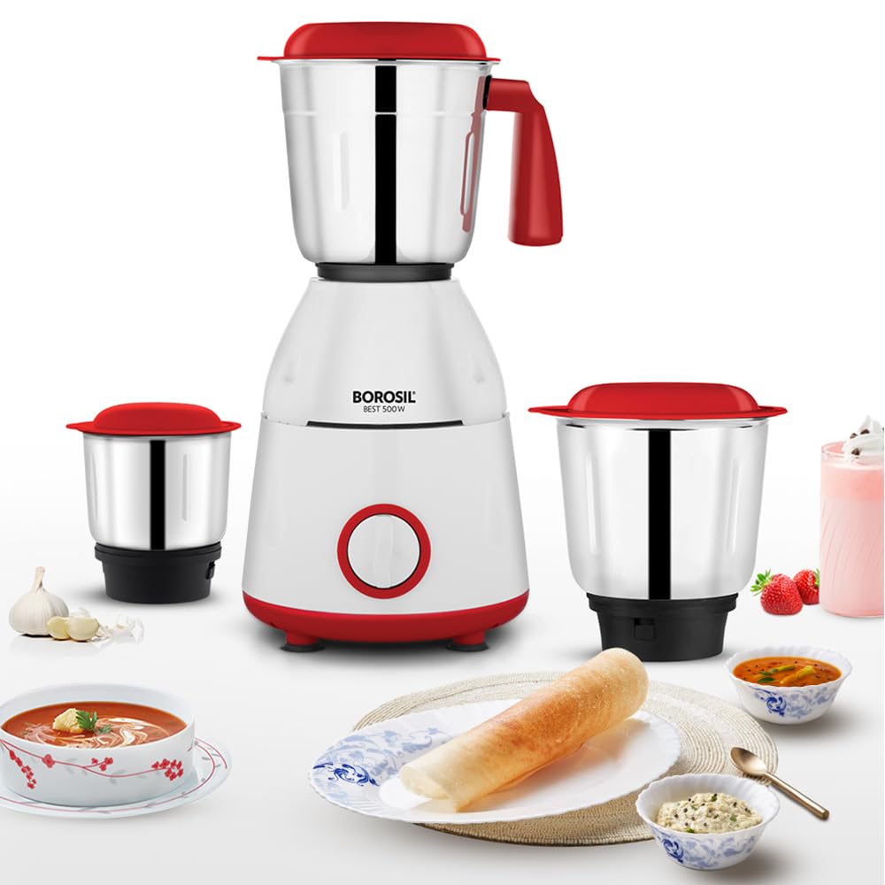 Borosil Best Mixer Grinder 500 W, 3 Jars