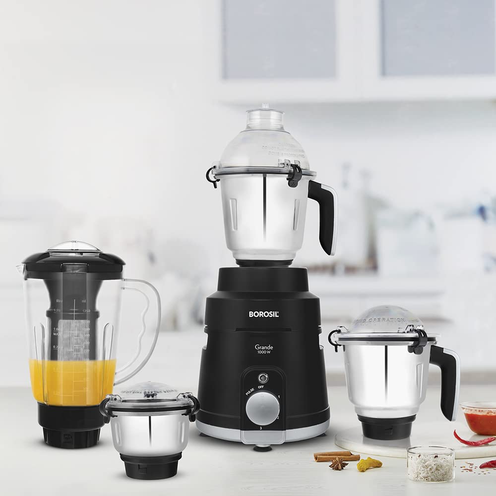 Borosil Grande Mixer Grinder 1000 W, 3 Jars