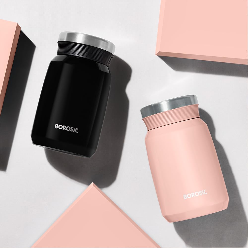 Carry Mate Pink 500ML Stainless Steel Food Jar | 12 Hrs Hot & 13 Hrs Cold | Leakproof, Copper Coated, Portable Mug | CM500PNK41