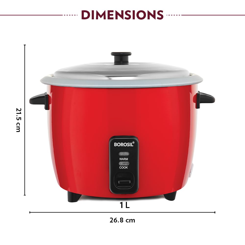 Pronto 1 L Electric Rice Cooker with Single Pot | 400W, Keep Warm Feature with Indicator Display, Anti Skid Rubber Feet | Cook & Boil Noodles, Rice, Upma, Idli, Dhokla