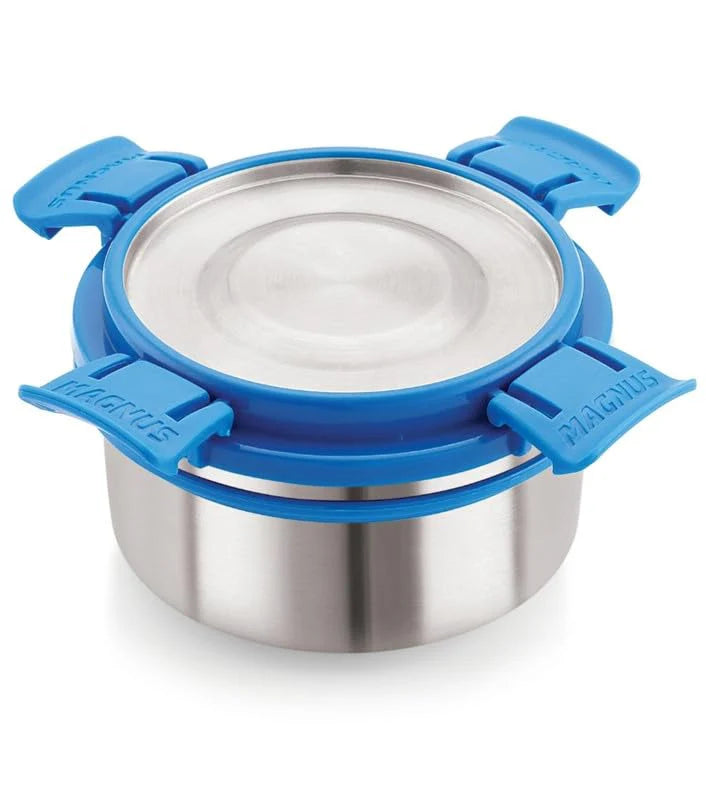 Avanza 3 Deluxe Stainless Steel Lunch Box with Plastic Container | Airtight & Leakproof | Includes Carrying Pouch – Ideal for Office Men, Women & Kids