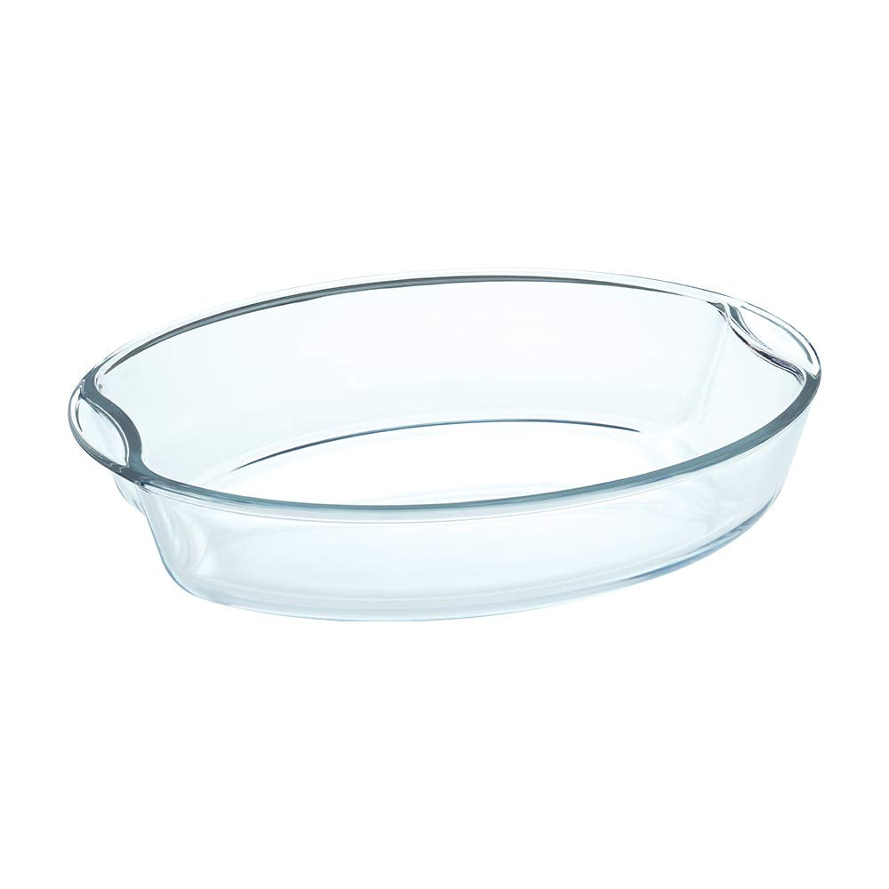 2.5 Baking Dish Set with Handle | Oval Shape Bowl Container | Borosilicate Glass Bake and Serve Dish Tray | Microwave, Oven & Dishwasher Safe | Transparent