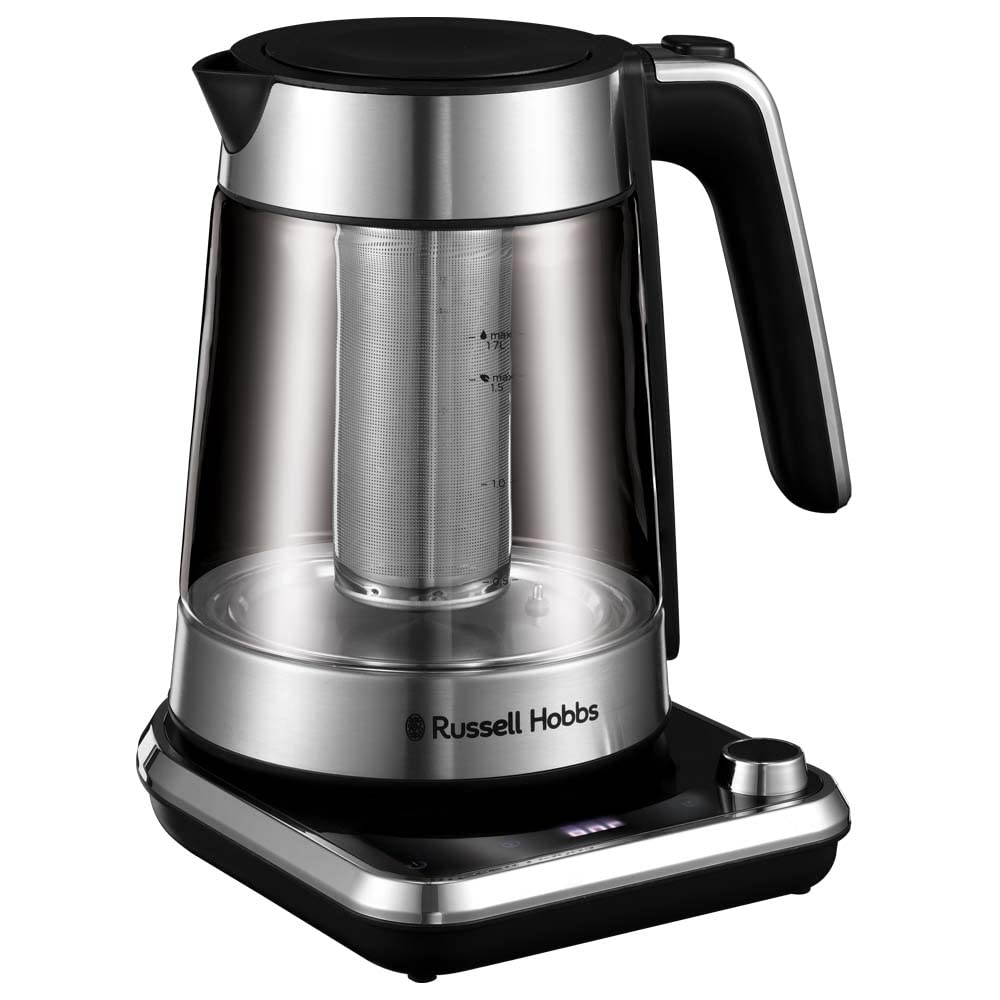 Attentiv 1.7L Electric Cordless Glass Kettle | Removable Infuser Basket - (Variable Temperature (40°C-100°C) | Keep Warm Function, Sleep Timer Function, Touch Screen Controls | 26200-70