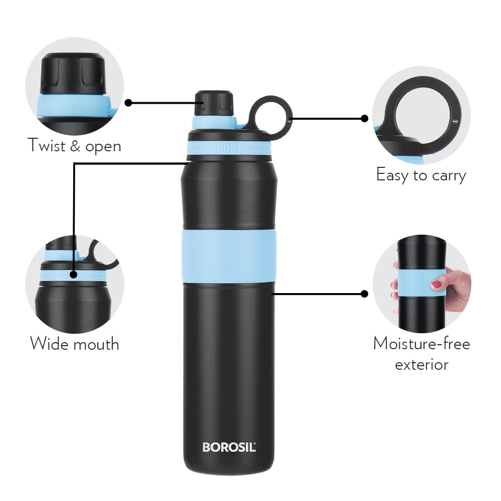 ThirstBurst Arctic Stainless Steel Bottle 800ML – Hot & Cold, 12 Hrs Hot, 12 Hrs Cold, Leakproof, Copper Coated Insulation