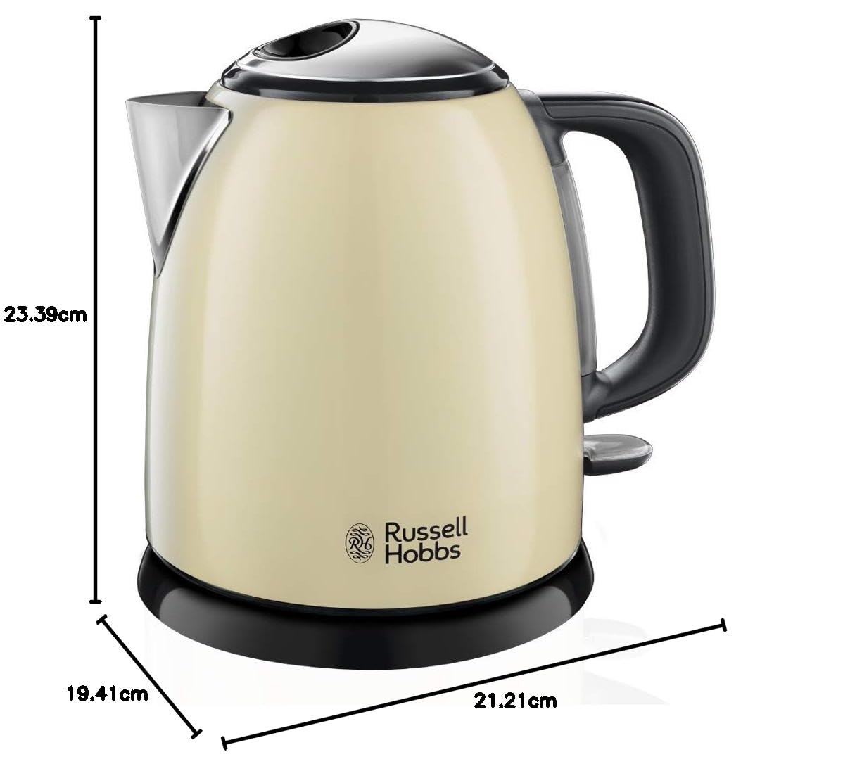 1.0 L Colours+ Kettle | Stainless Steel 2400 W, Cream | Quick Boil Function, Removable Limescale Filter, External Water Level Indicator, Small Travel Kettle | 24994-70
