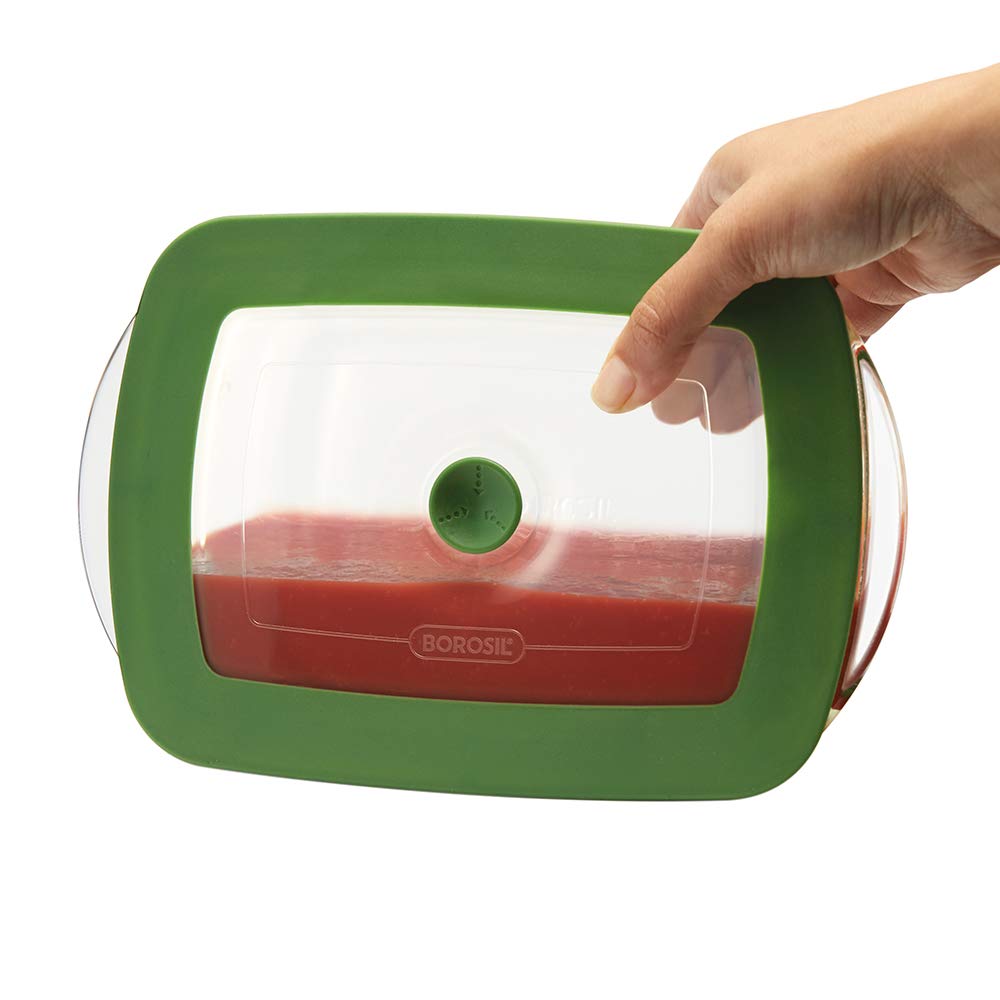 Borosil Glass Dish with Lid, 1pc, 1000ml, Transparent