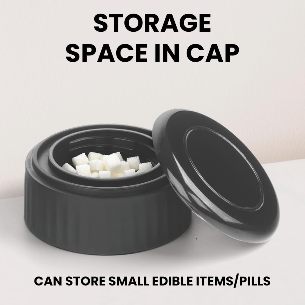 Cosmic Black Stainless Steel Hot & Cold Bottle – 320 mL (BOCOS320BL) | Double Wall Vacuum Bottle for Travel, Office & Daily Use