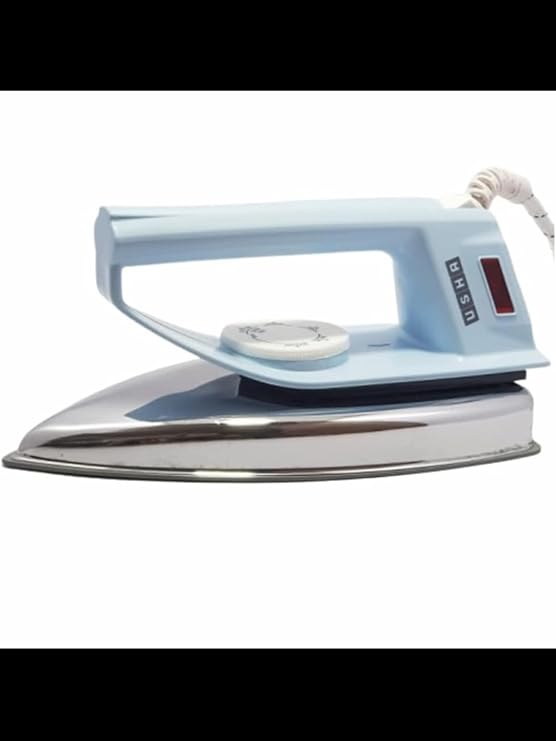 Usha EI 4175-M 750W ULTRA LIGHT WEIGHT ELECTRIC IRON WITH NON STICK PTFE COATED (BLACK WEILBURGER) SOLE PLATE, LIGHT BLUE