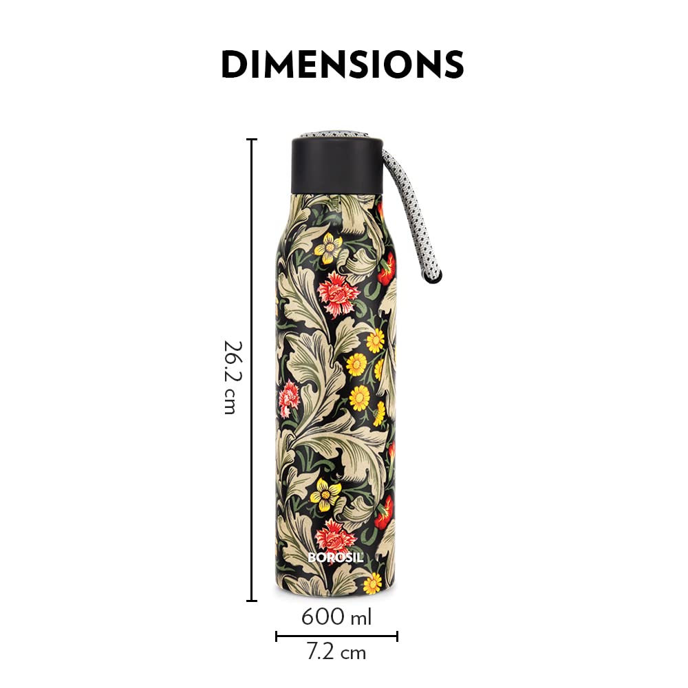 Aquasoul Slate 600ML Hot & Cold Stainless Steel Bottle | Double Wall Vacuum Insulated, 12 Hrs Temp Retention | BT600SE133