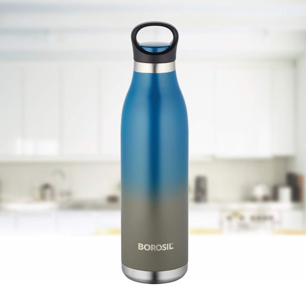 ColourCrush Blue 700ML Hot & Cold Stainless Steel Bottle | 24 Hrs Temp Retention | Easy Carry Handle | BTO700BLE402