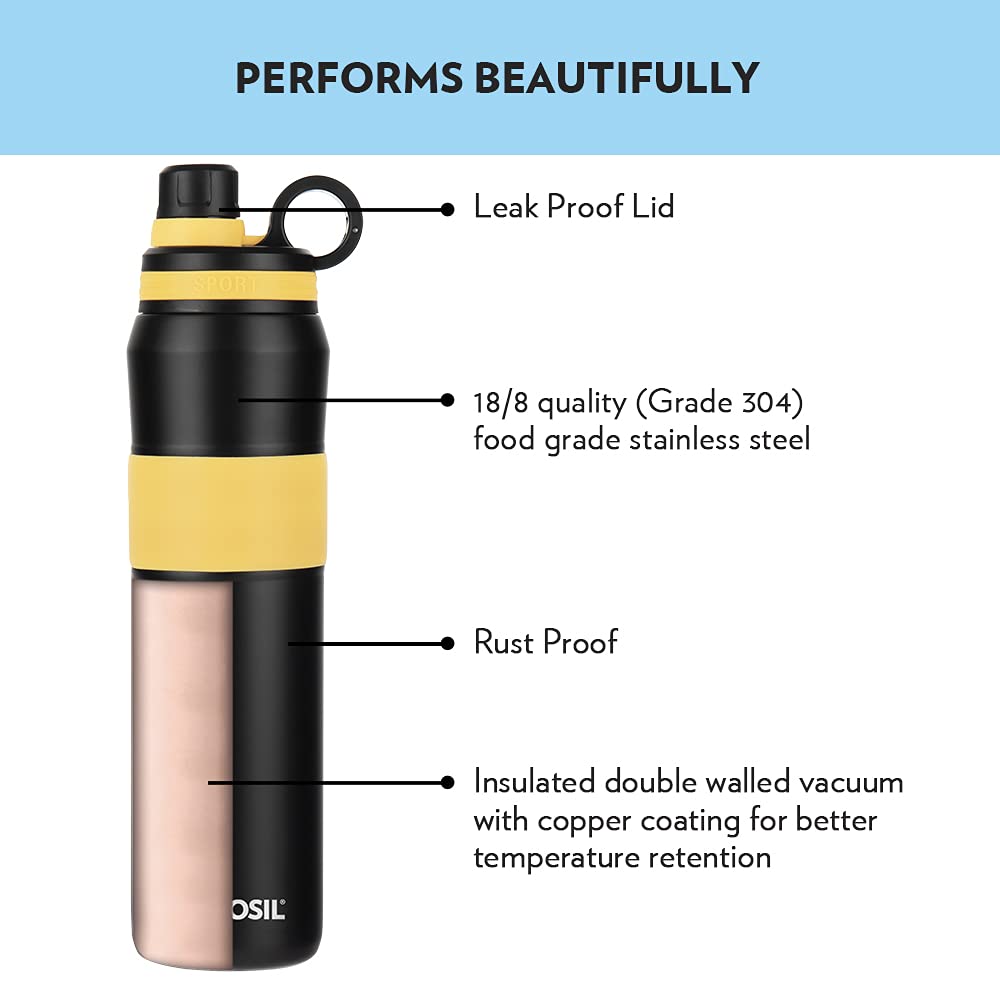 ThirstBurst Sunflower Stainless Steel Bottle 800ML – Hot & Cold, 12 Hrs Hot, 12 Hrs Cold, Leakproof, Copper Coated Insulation