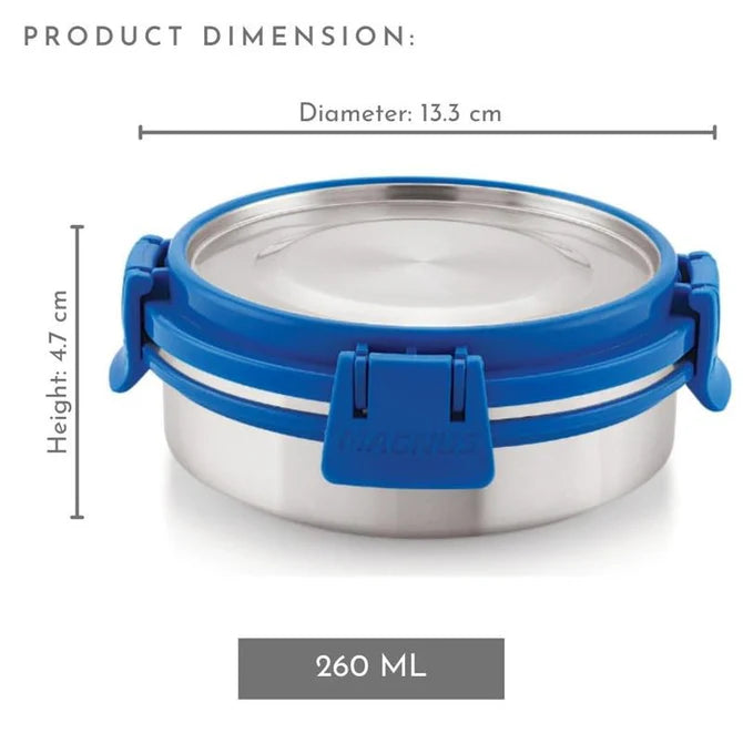 Stainless Steel Airtight Leakproof Storage Deluxe Chocolate Container 260ML with Klip Lock - Ideal Kitchen Accessories Items, Perfect Lunch Box, Lunch Boxes for Office Men