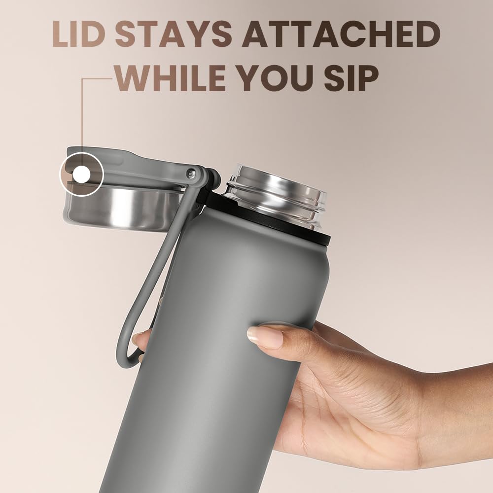 Hydra Aquafit 830ML Grey Stainless Steel Water Bottle – Ideal for Gym, Office, School (AQUAFIT 830-Grey)