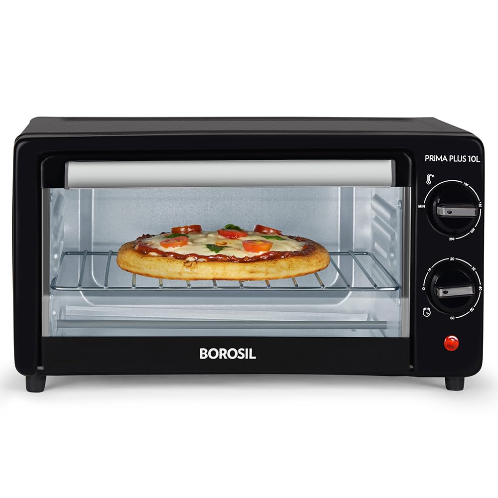 Borosil OTG Prima Plus 10 Litres Oven Toaster Griller, Pizza Oven, Cake Oven for Baking | 3 Heating Option