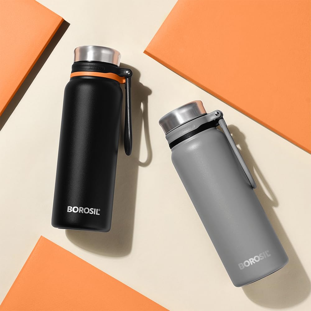 Hydra Aquafit 830ML Grey Stainless Steel Water Bottle – Ideal for Gym, Office, School (AQUAFIT 830-Grey)