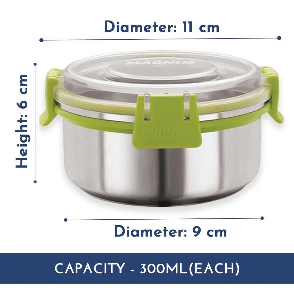 Aura 4-Piece Stainless Steel Lunch Box Set with Tiffin Bags, Utensils & Pouch | Airtight, Leakproof Containers for Office Men, Women, Kids | Insulated Covers, BPA-Free Lunch Boxes for Kids