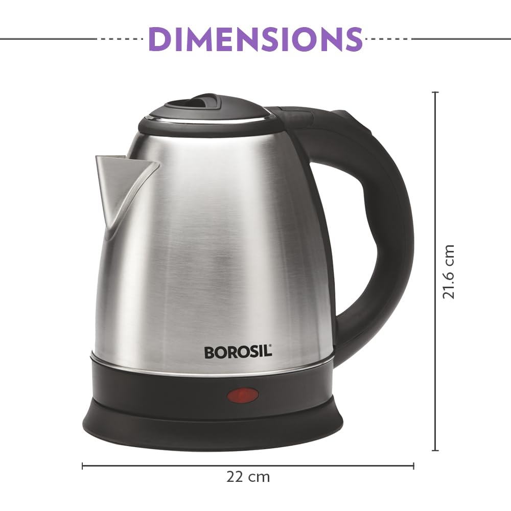 Stainless Steel 1350W Electric Kettle (1.5L) | Classic Design with Auto Shut-Off, Dry Boil Protection, and 360° Swivel Base for Hot Water, Tea, Coffee and Soup