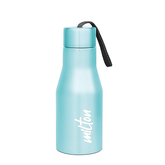 Milton Super 500 Stainless Steel Water Bottle 475 ml, Single Walled, ISI Certified I Leak Proof Lid, Rust Proof I For School, Office, Gym I Sky Blue