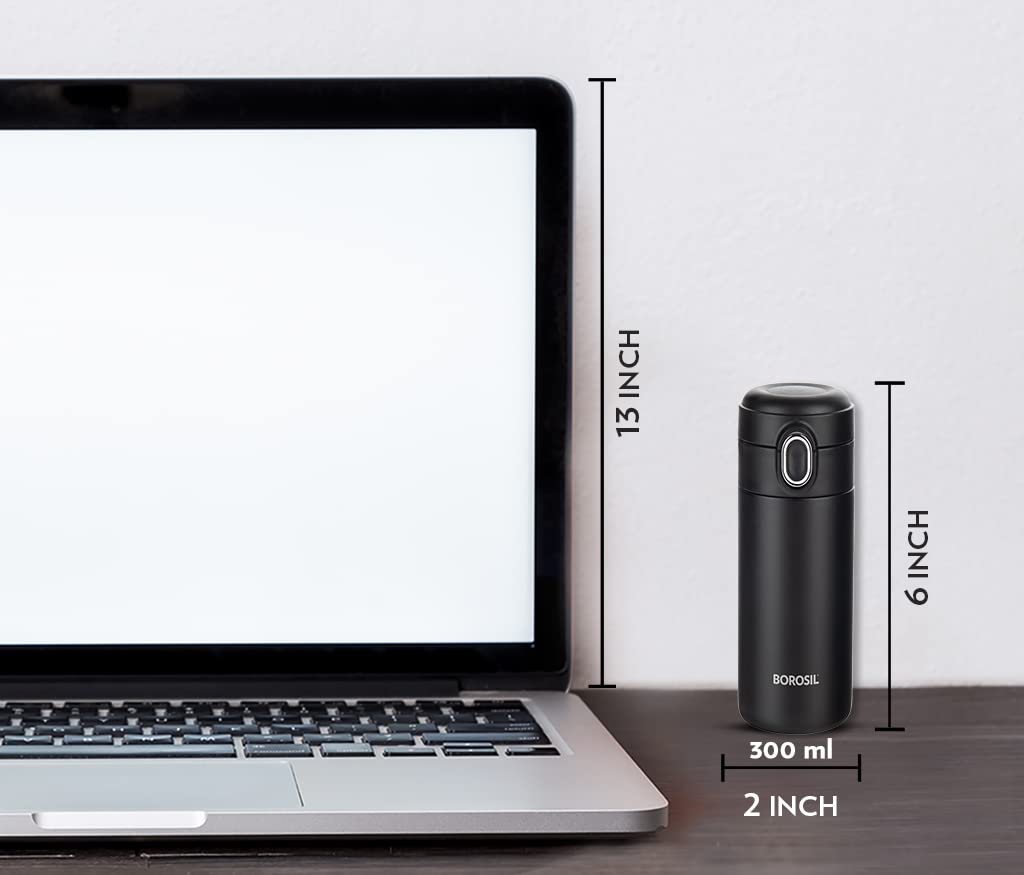 Traveller Mug 300ML Black | Hot and Cold Stainless Steel Bottle | BT300BLK126