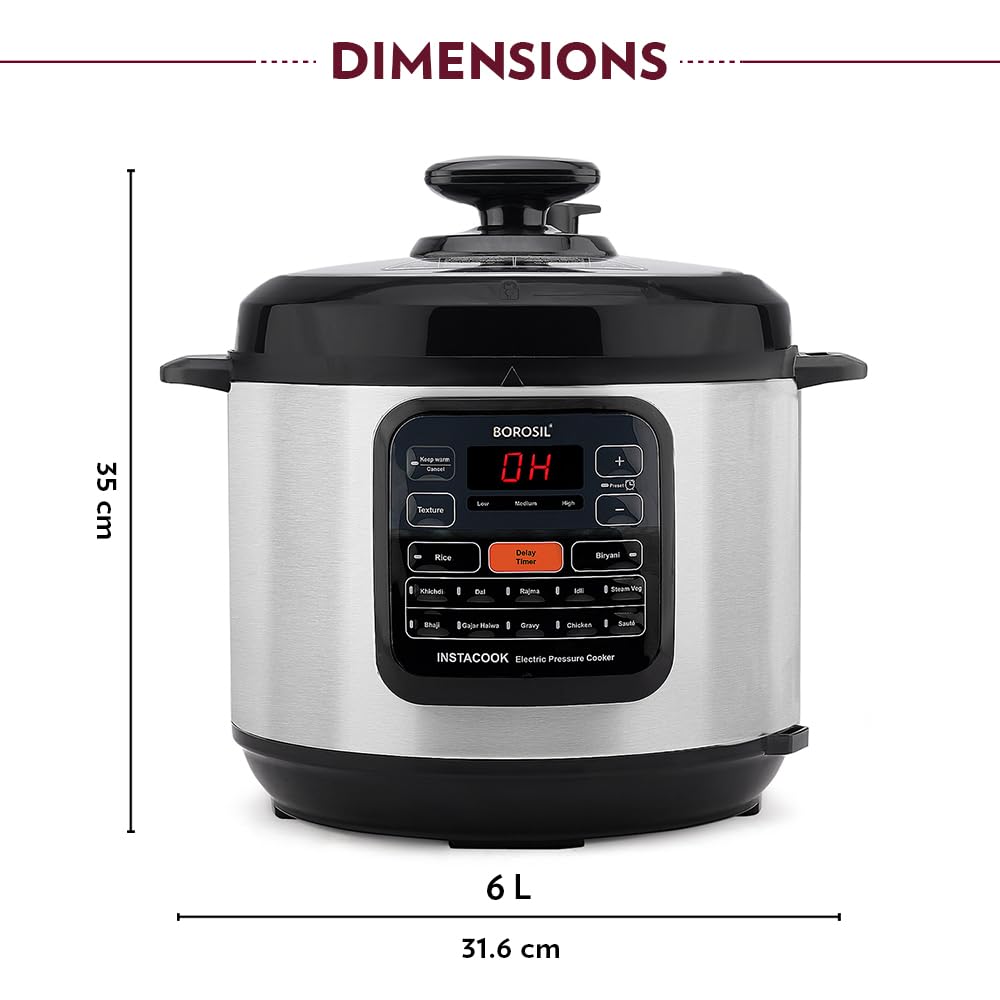 Instacook Electric Pressure Cooker, 6L Electric Pressure Cooker w Digital Panel
