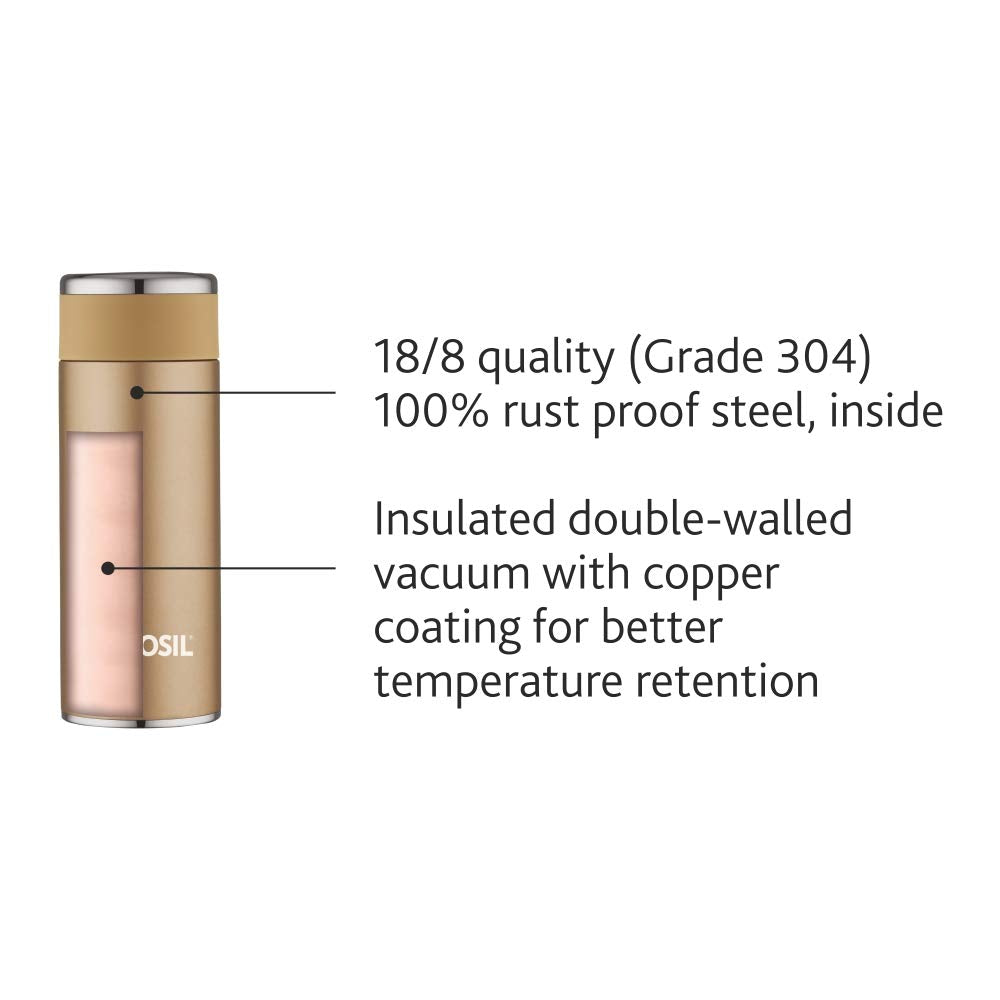 Travelsmart Rose Gold Stainless Steel Hot & Cold Flask – 360 mL (BT360RG120) | Leak-Proof Thermo Flask for Travel, Soups & Beverages