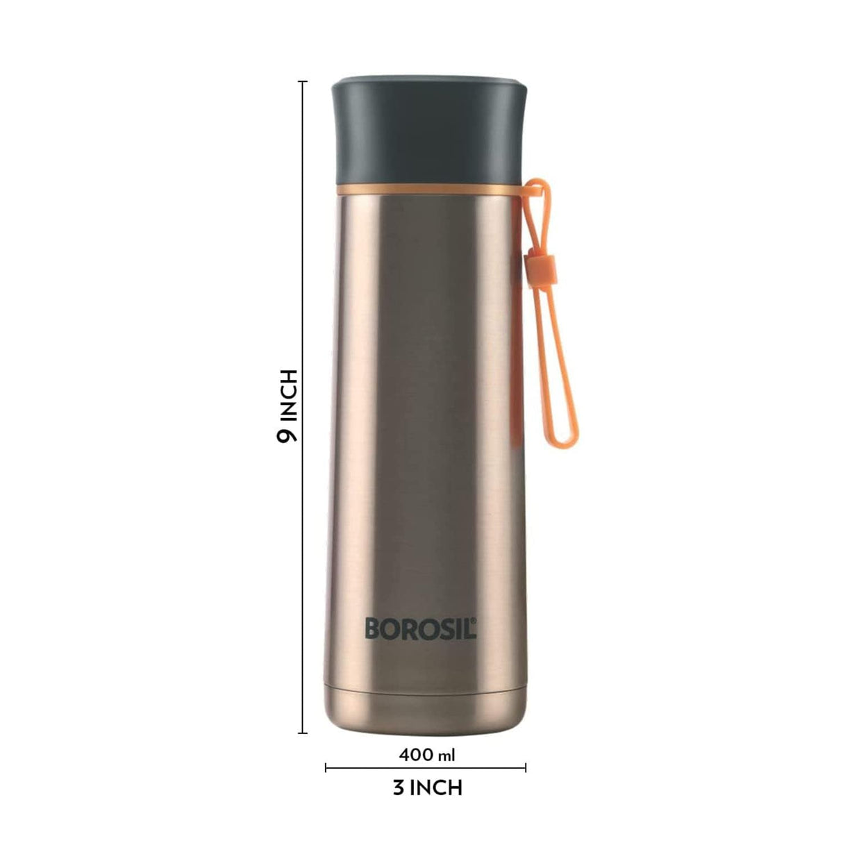 Sprint Golden – 400 mL (BT400GLD105) | Hot & Cold Stainless Steel Bottle with Carry Case & Loop for Easy Portability