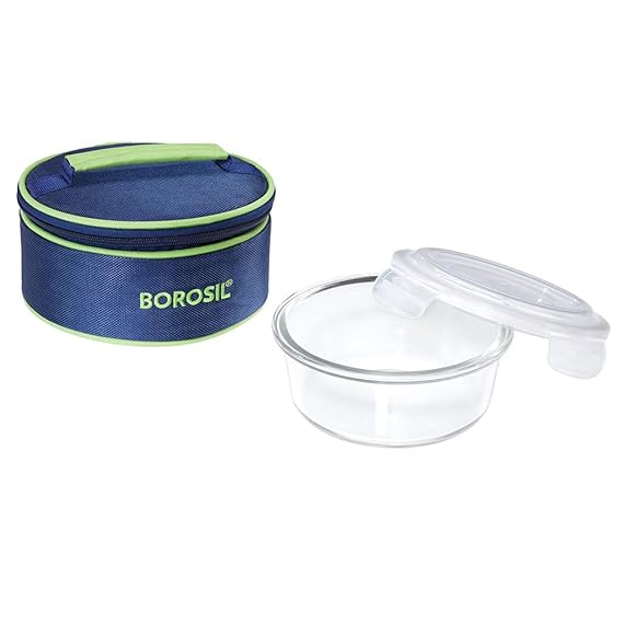 Borosil Glass Lunch Box, 620ml, Blue