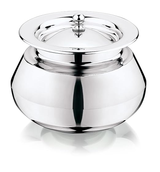 Mukti Stainless Steel Food Storage Handis & Cooking Pots|Curry Pots, Gravy, Rice Patilas, Biryani Kadhai & Topes|Khichdi King with Lid|2000ml x 1pc