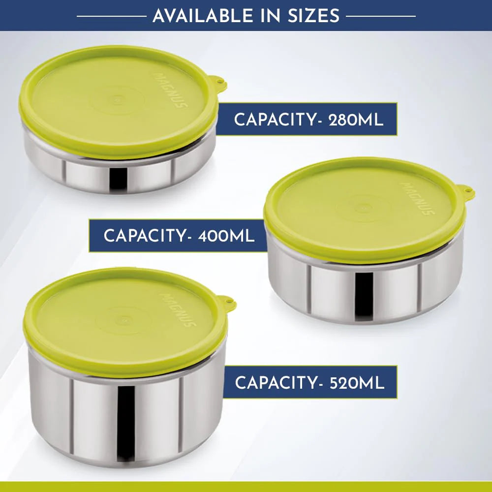 Stainless Steel Airtight Leakproof Storage Container with Easy Lock, 420ML | Kitchen Accessories, Lunch Box for Office Men, Adults & Kids