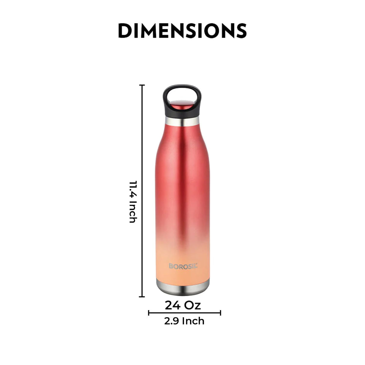 ColourCrush Red 700ML Hot & Cold Stainless Steel Bottle | 24 Hrs Temp Retention | Easy Carry Handle | BTO700RED404