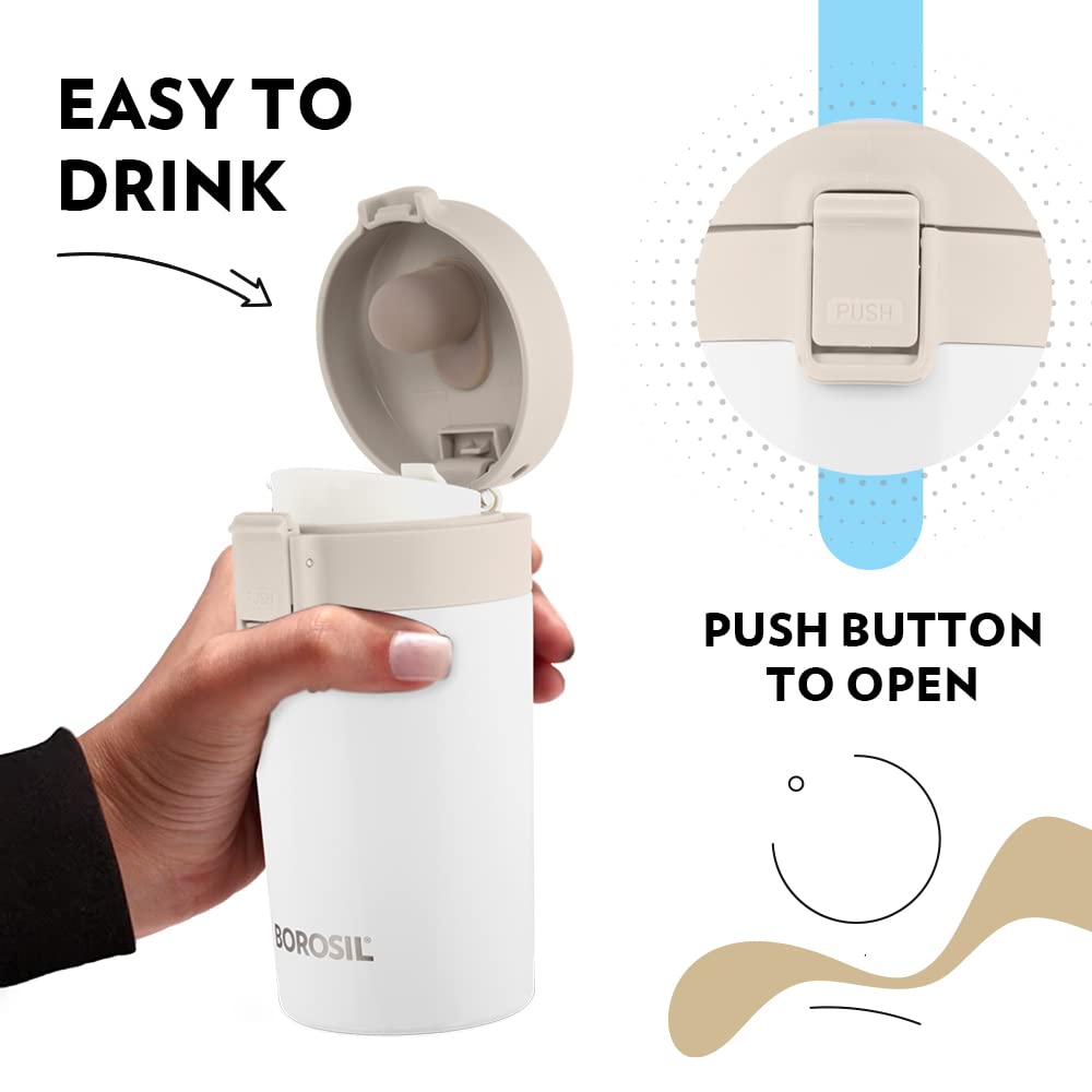 Coffeemate Insulated Mug 300ML White | Leakproof Travel Mug with Touch Lid | BT300WHE131