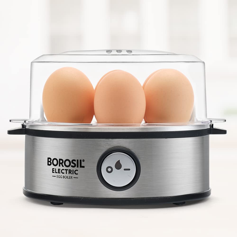 Electric Egg Boiler, 7 Egg Capacity, For Hard, Soft, Medium Boiled Eggs, Steamed Vegetables, Transparent Lid, Stainless Steel Exterior