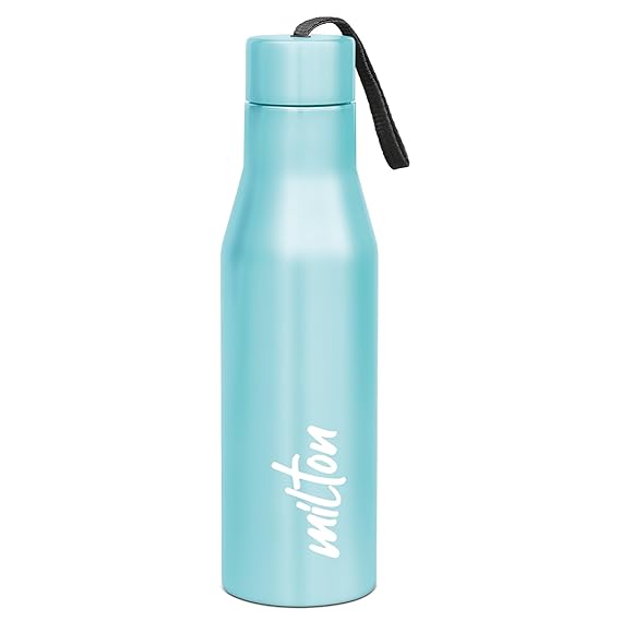 Milton Super 1000 Stainless Steel Water Bottle 1 ltr, Single Walled, ISI Certified I Leak Proof Lid, Rust Proof I For School, Office, Gym I Sky Blue