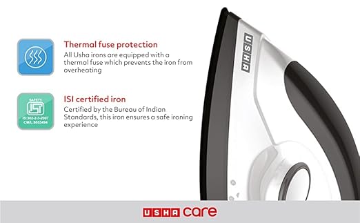 Usha 3302 1100-Watt Lightweight Dry Iron (White)