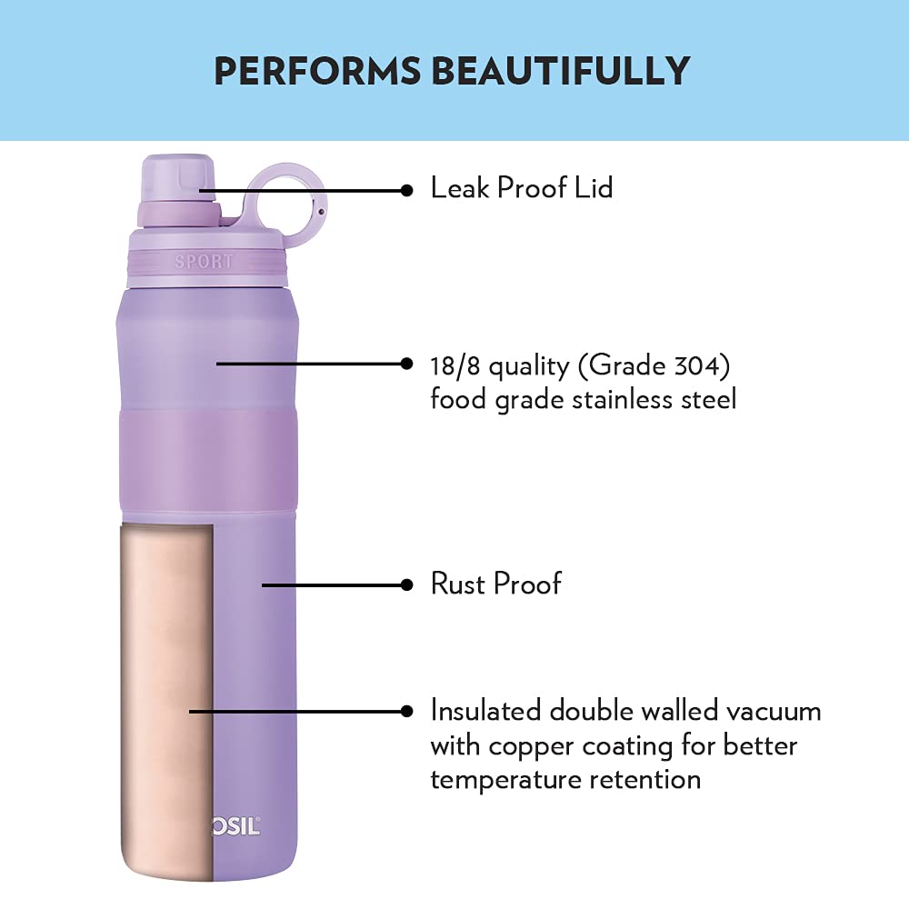 ThirstBurst Lavender Stainless Steel Bottle 800ML – Hot & Cold, 12 Hrs Hot, 12 Hrs Cold, Leakproof, Copper Coated Insulation