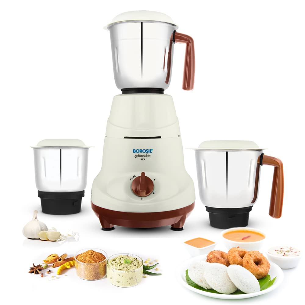 Borosil Home Star Mixer Grinder 500 W, 3 Jars