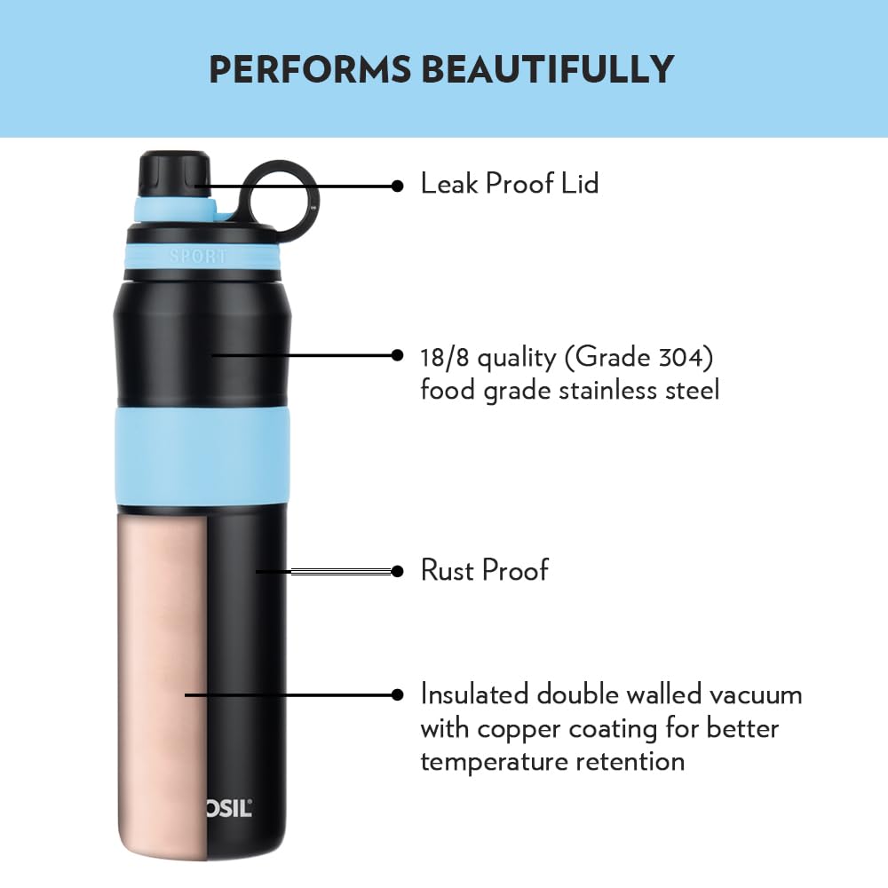 ThirstBurst Arctic Stainless Steel Bottle 800ML – Hot & Cold, 12 Hrs Hot, 12 Hrs Cold, Leakproof, Copper Coated Insulation