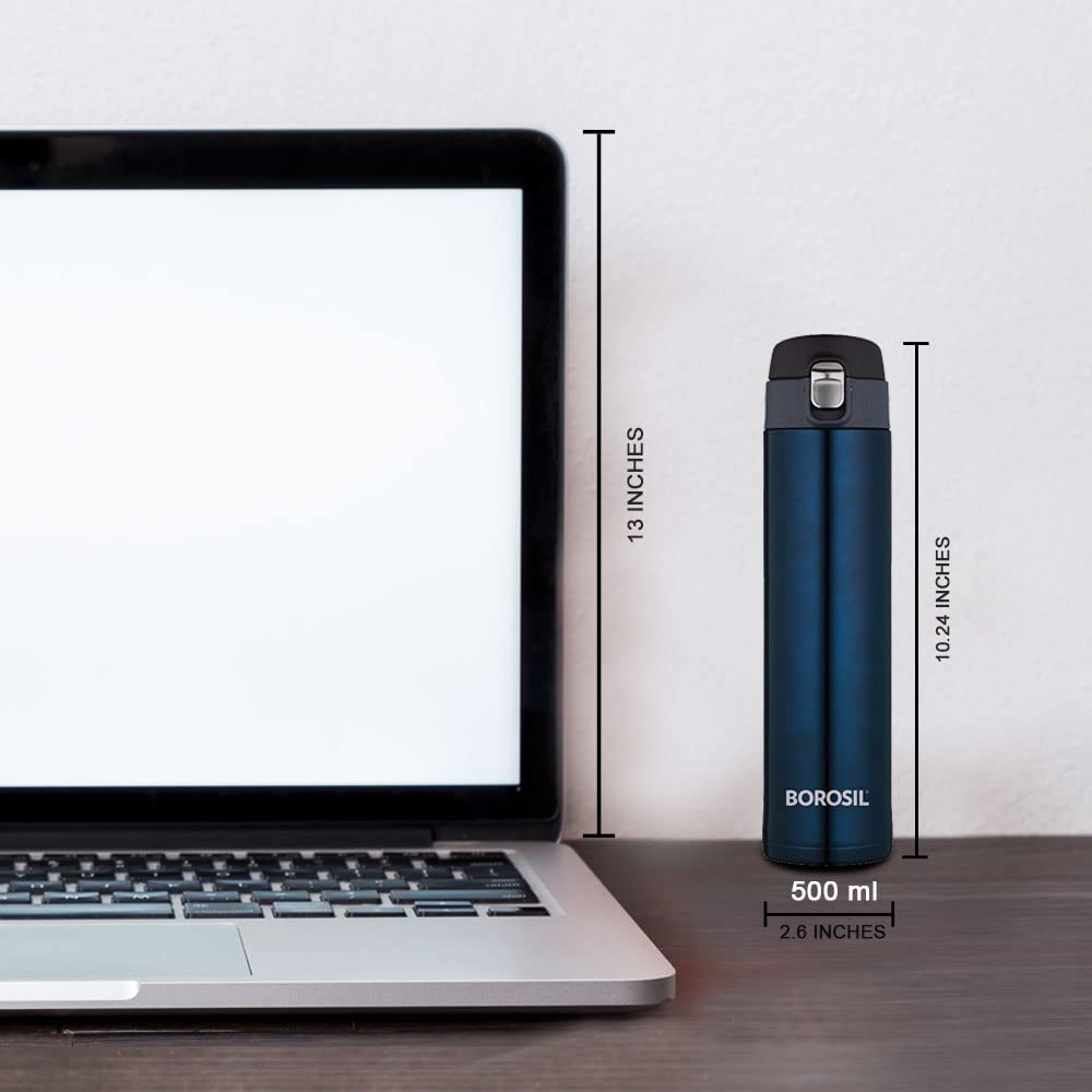 Nova Blue Stainless Steel Hot & Cold Bottle – 500 mL (BTSO0BE111) | Leak-Proof Sipper Bottle for On-the-Go