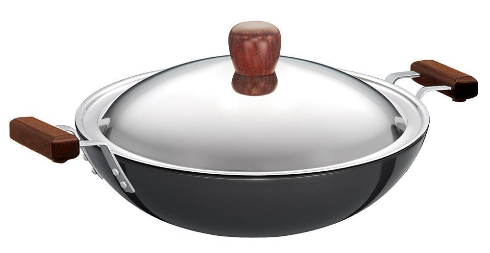 HAWKINS FUTURA 3.75 LITER HARD ANODIZED FLAT BOTTOM DEEP-FRY PAN WITH STEEL LID (30 CM) AD 375S