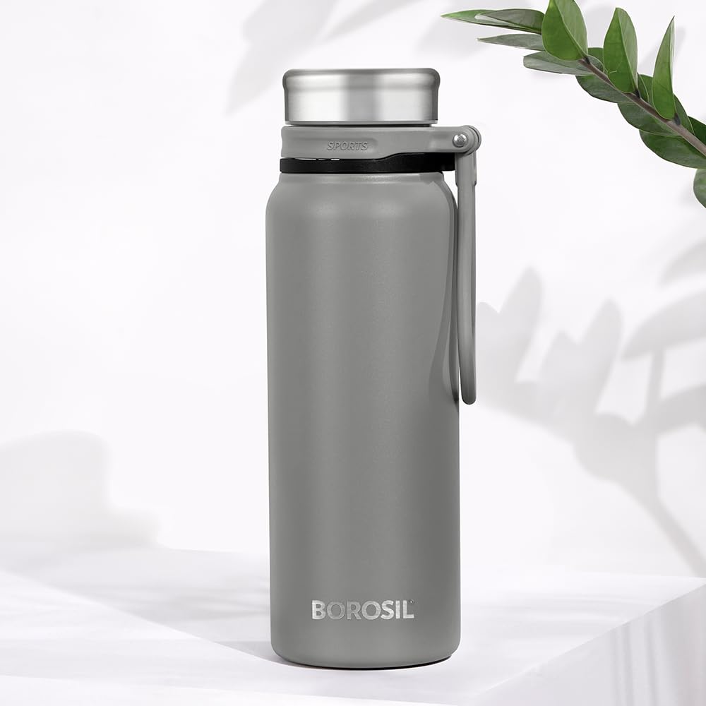 Hydra Aquafit 830ML Grey Stainless Steel Water Bottle – Ideal for Gym, Office, School (AQUAFIT 830-Grey)