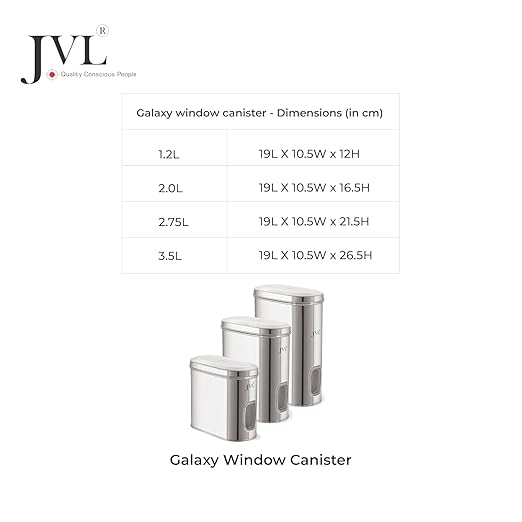 JVL Stainless Steel Kitchen Storage Container, Capsule Shape Galaxy Window Canister with Unbreakable Steel Lid - Durable and Elegant Food Storage Jar for Spices, Snacks, Grains (1.2 Litres) GW-0