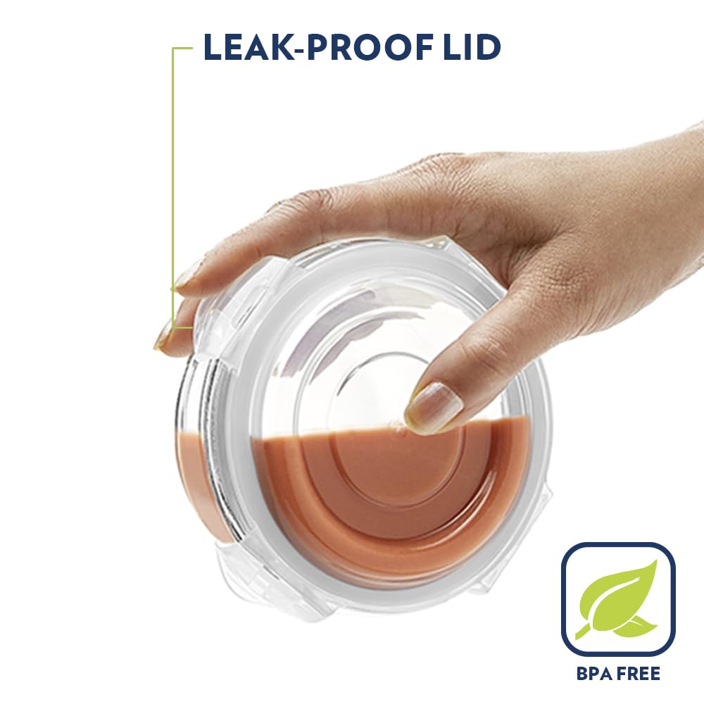 Borosil Klip n Store Lunchbox with Bag | Set of 2 (400ml Each) | Borosilicate Glass, Round, Vertical | Microwave & Dishwasher Safe, Leak Proof | Tiffin for Office, School, College | Blue, Transparent