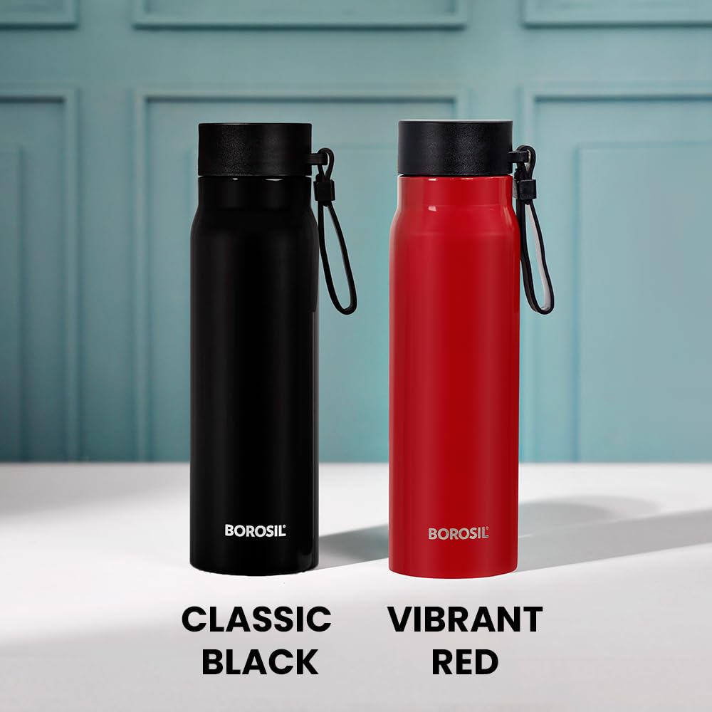 Bliss Red Stainless Steel Bottle – 500 mL (BLISOS00RD38) | Hot & Cold Thermosteel Water Bottle for Office & Daily Use