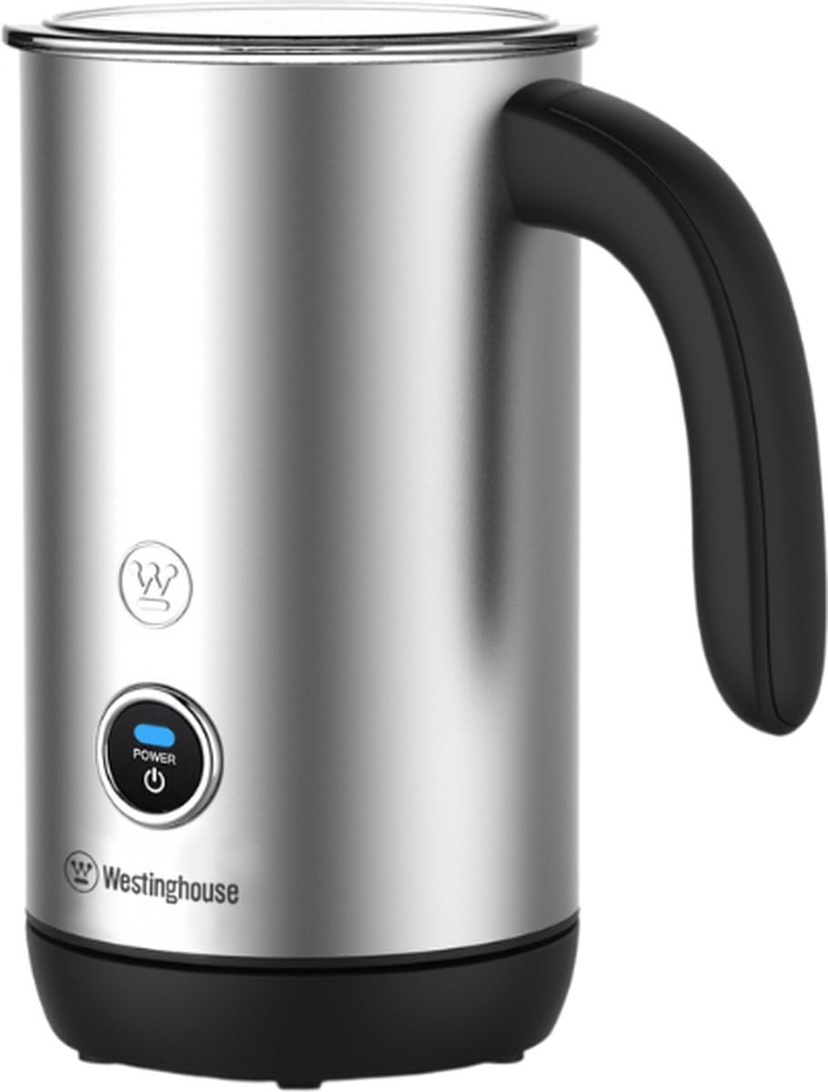 Electric Basic Series Milk Frother 200ml Capacity Non-Stick Warm and Cold Milk Foam for Cappuccino, Latte Macchiato and Cocoa, 360°Base, Silver