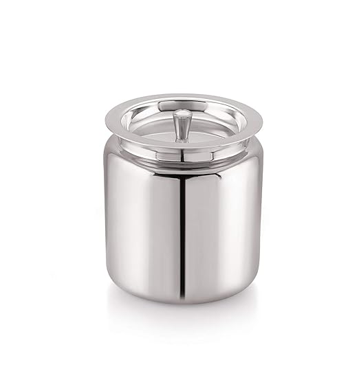 Mukti Stainless Steel Food Storage Jars & Containers|Ghee, Oil, Pickle Pot|Serving & Storing|Heritage Ghee Pot Without Spoon|450ml x 1