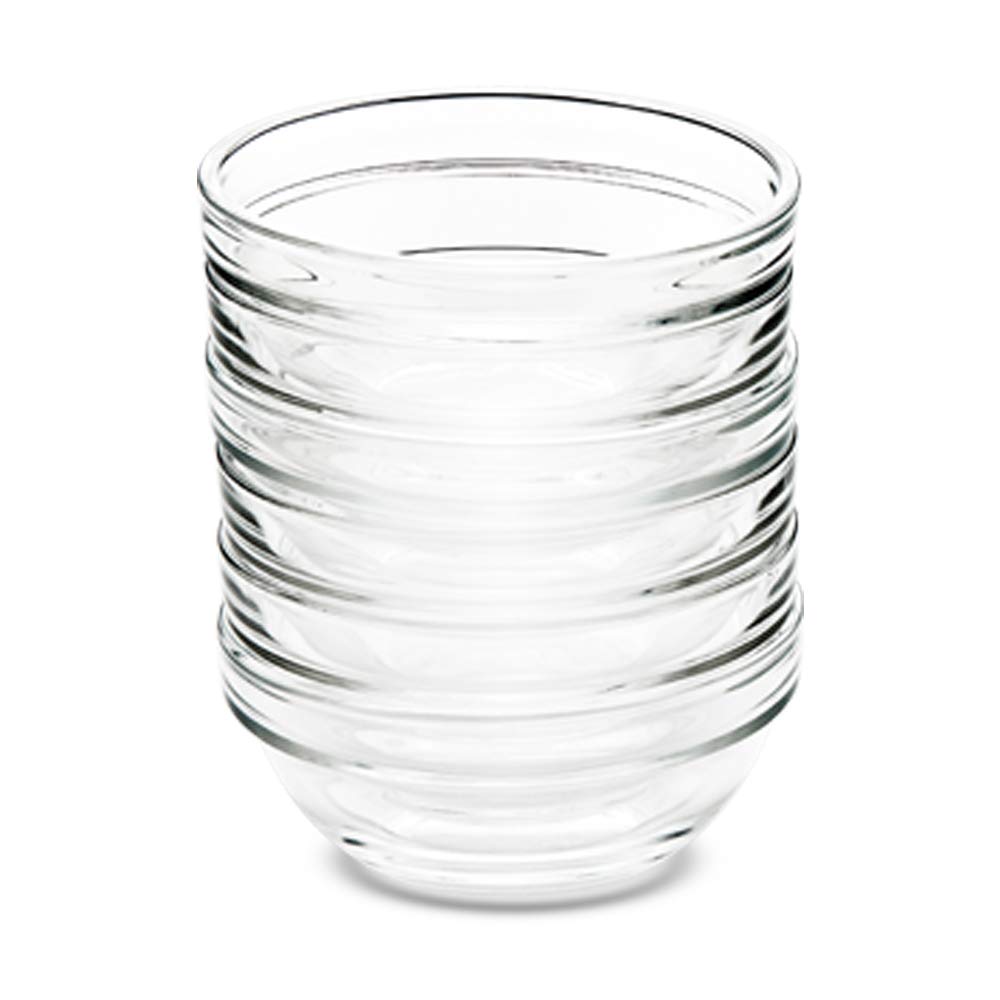 Borosil 245ml 6pc Stackable Serving Katorie Set | Borosilicate Glass Bowl for Kitchen & Dinning | Kattori Bowl for Serving Dips, Chutney, Herbs, Sauce, Ketchup | Microwave & Dishwasher Safe