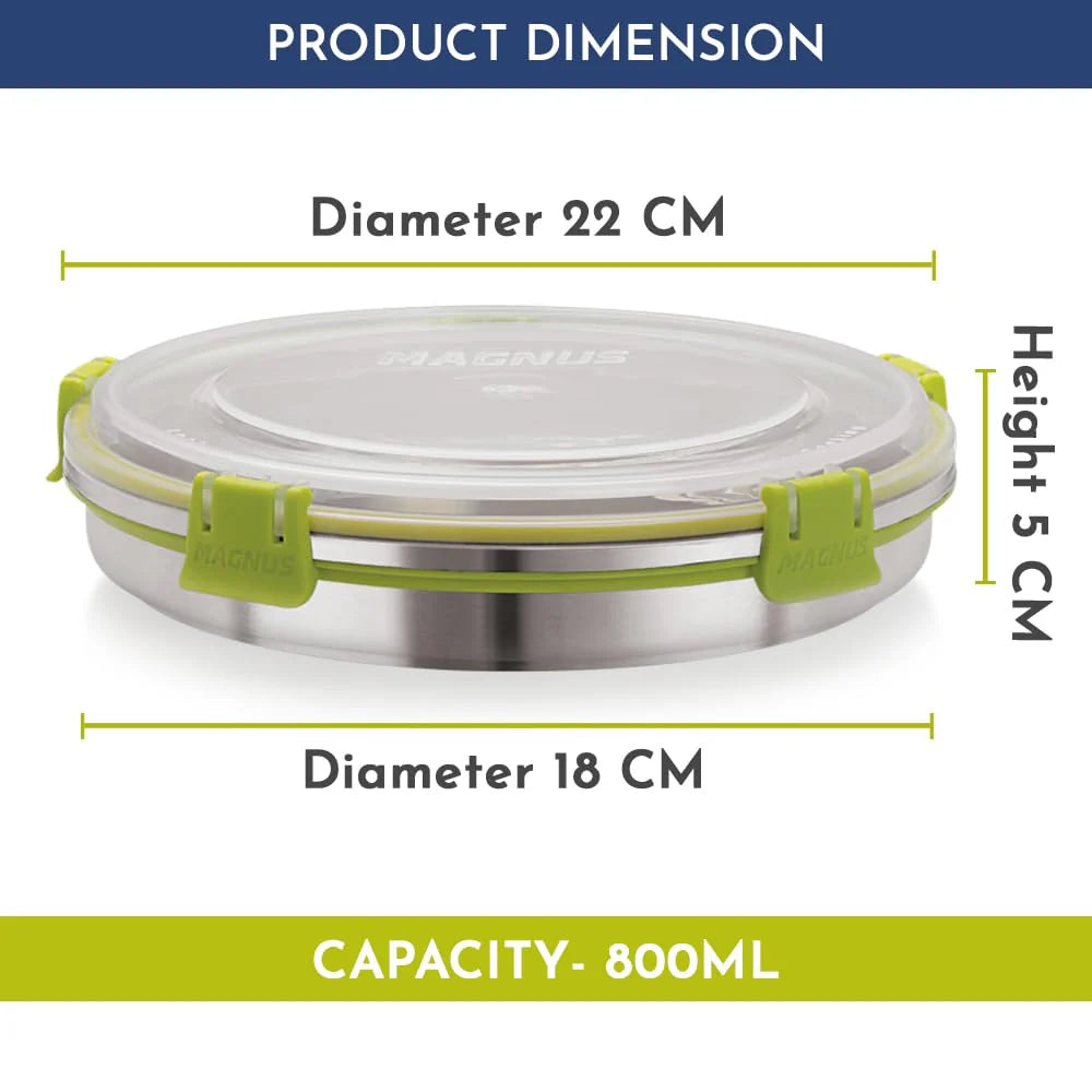 Klip Lock Stainless Steel Airtight Leakproof Storage Container 800ML – Durable Lunch Box for Office Men & Kids, Premium Kitchen Accessories Item
