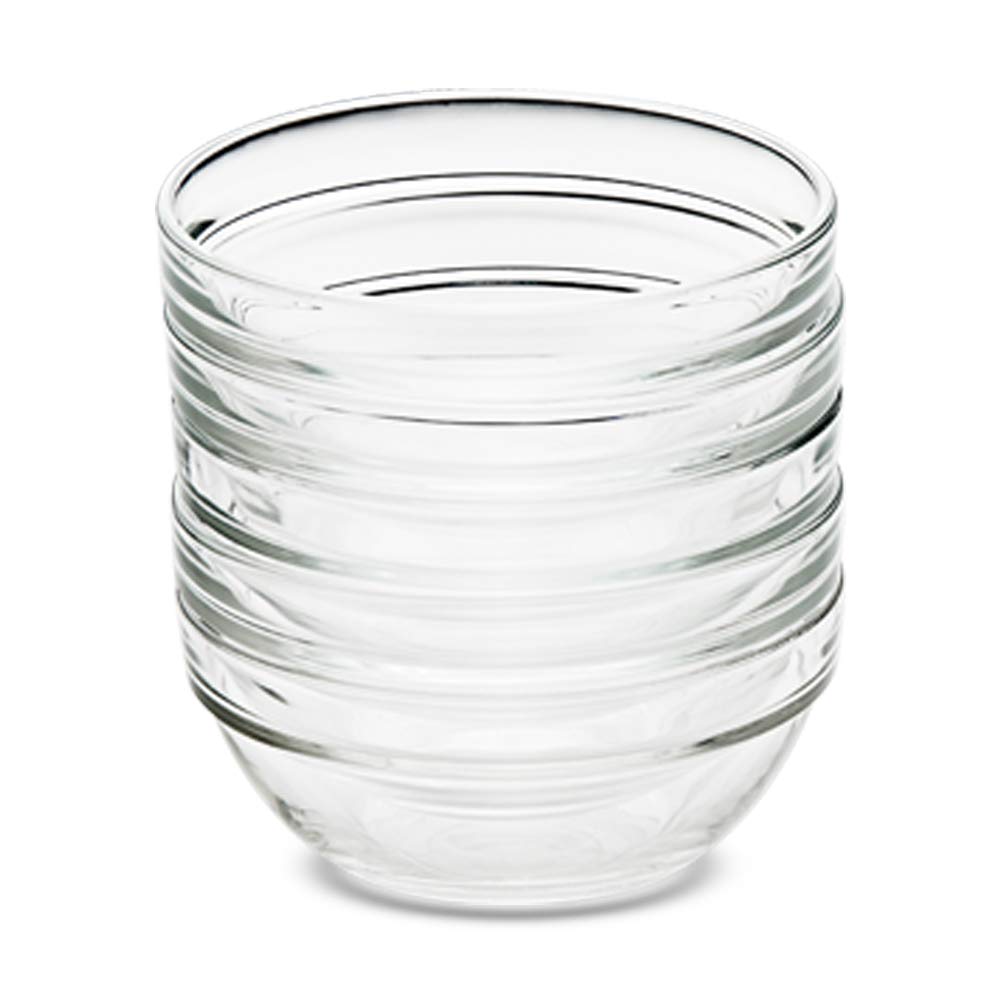 Borosil 375ml 6pc Stackable Serving Katorie Set | Borosilicate Glass Bowl for Kitchen & Dinning | Kattori Bowl for Serving Dips, Chutney, Herbs, Sauce, Ketchup | Microwave & Dishwasher Safe