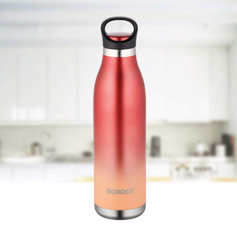 ColourCrush Red 700ML Hot & Cold Stainless Steel Bottle | 24 Hrs Temp Retention | Easy Carry Handle | BTO700RED404