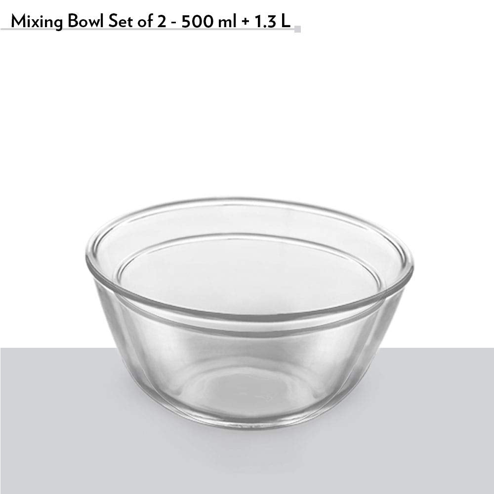 Mixing & Serving Bowl Set of 2 Oven, Micro, Fridge Safe 500ml & 1.3ML